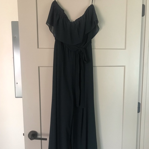 Teal Chiffon Jumpsuit - Picture 1 of 3